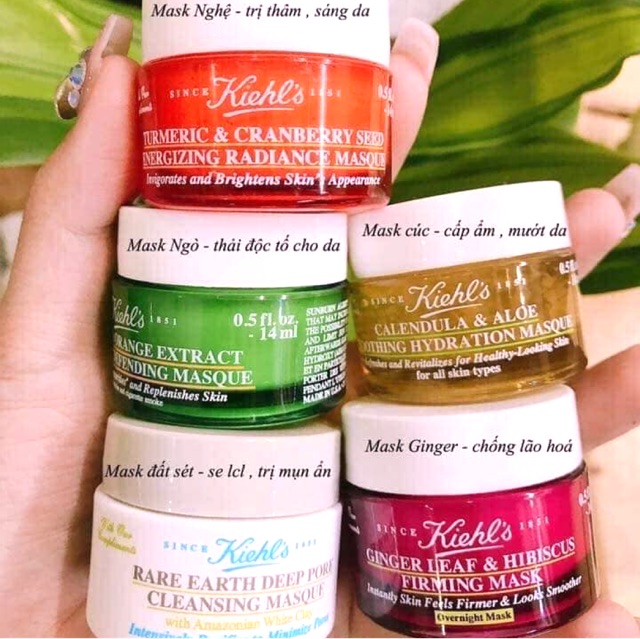 [MINI AUTH] Mask MẶT NẠ Kiehl 's size 14ml cúc - gừng - đất sét - nghệ - bơ