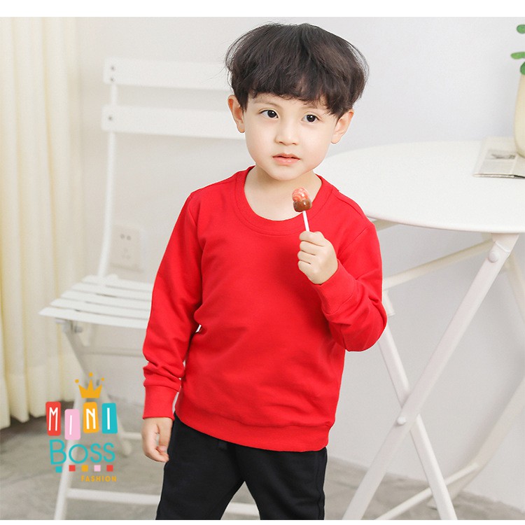 Áo nỉ da cá cho bé 10-23kg QUẢNG CHÂU | Áo dài tay trơn cotton cho bé