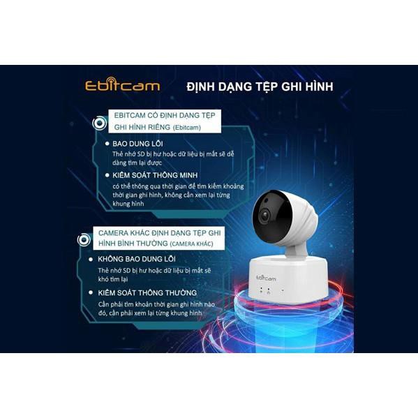 {Hàng hãng- Giá sốc}Camera wifi không dây thông minh Ebitcam 1M 720p Chính hãng Bảo hành 2 Năm