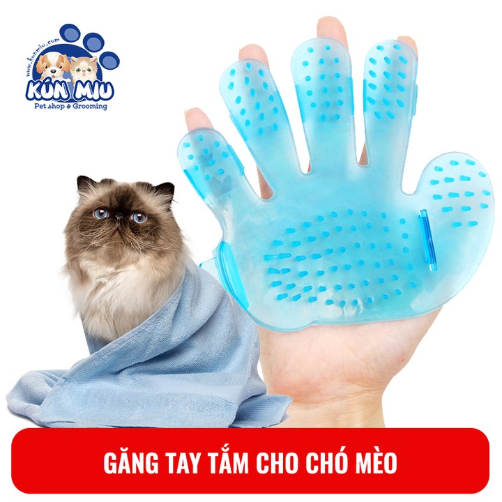 Găng tay tắm và chải lông rụng cho chó mèo Kún Miu pet shop