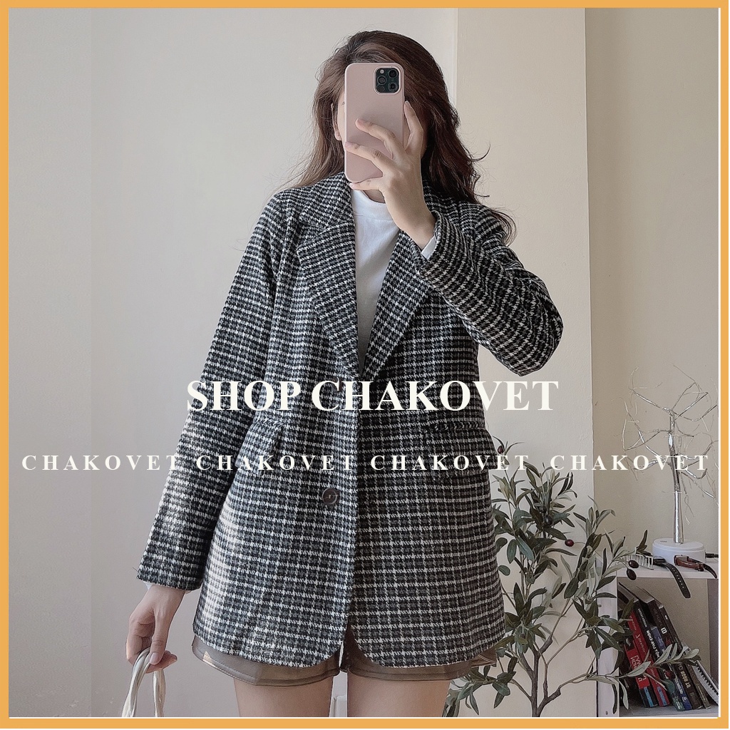 Áo dạ kẻ nữ 2 lớp AD8113, kiểu áo vest khoác ngoài dài tay 2 cúc hàng đẹp loại 1 êm tay  thời trang thu đông hàn quốc | BigBuy360 - bigbuy360.vn