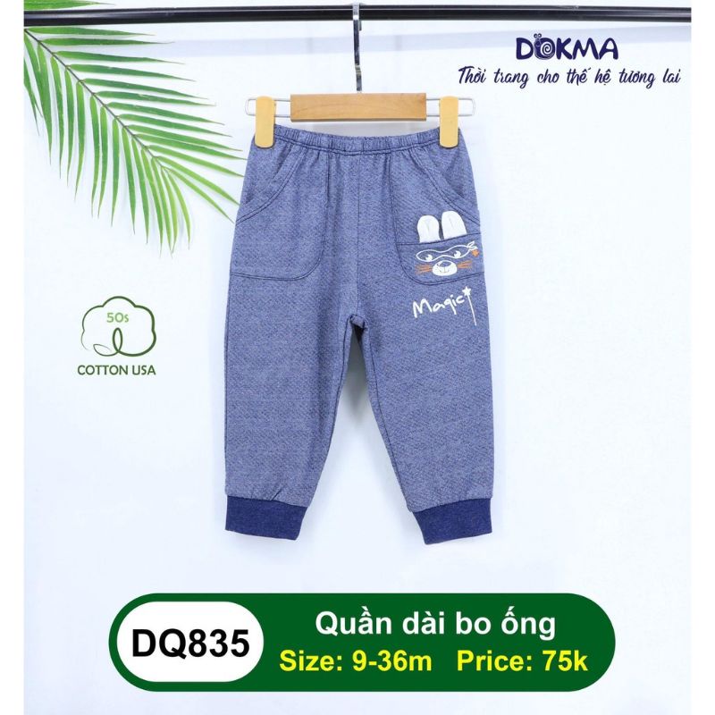 Quần dài bo ống Dokma vải cotton mỏng cho bé yêu