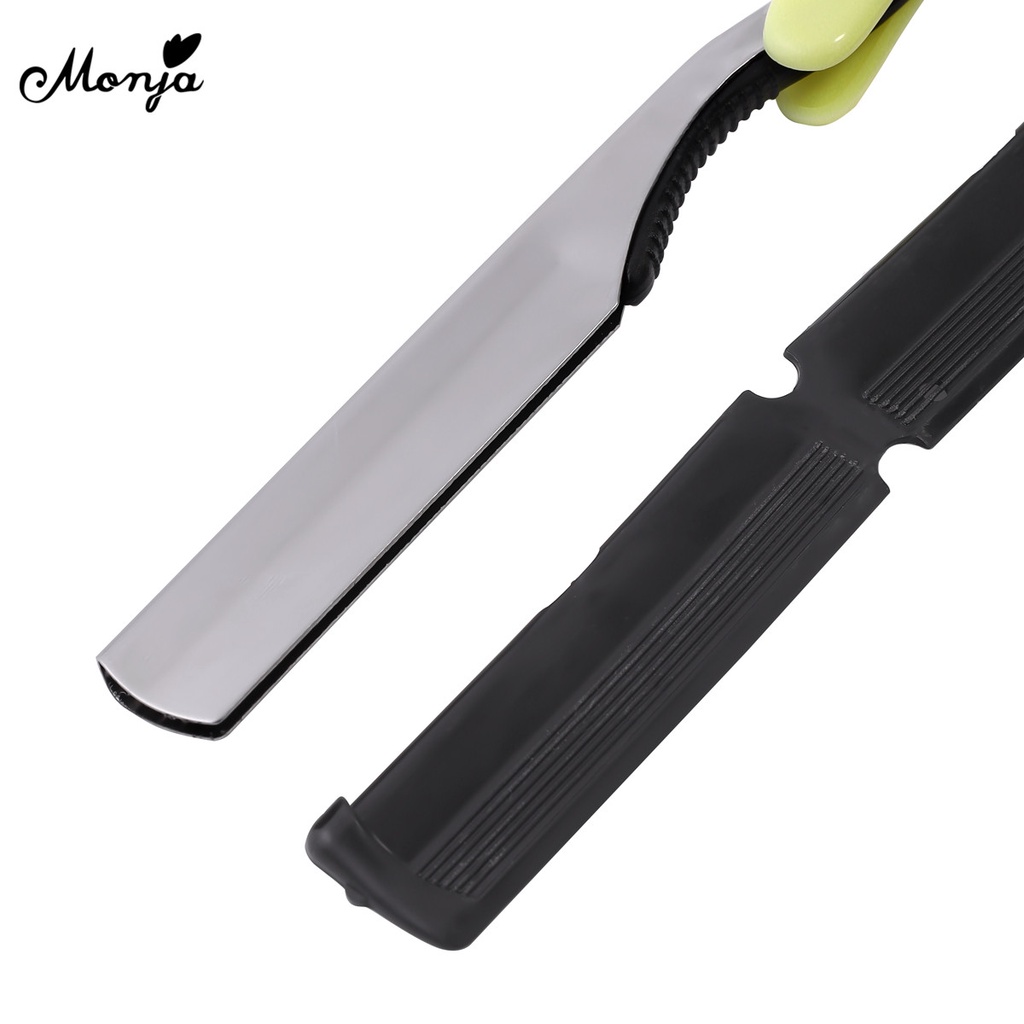 Dao cạo thủ công MONJA hai mặt gấp lại được dạng thẳng sử dụng cho lông mày râu tóc tại salon