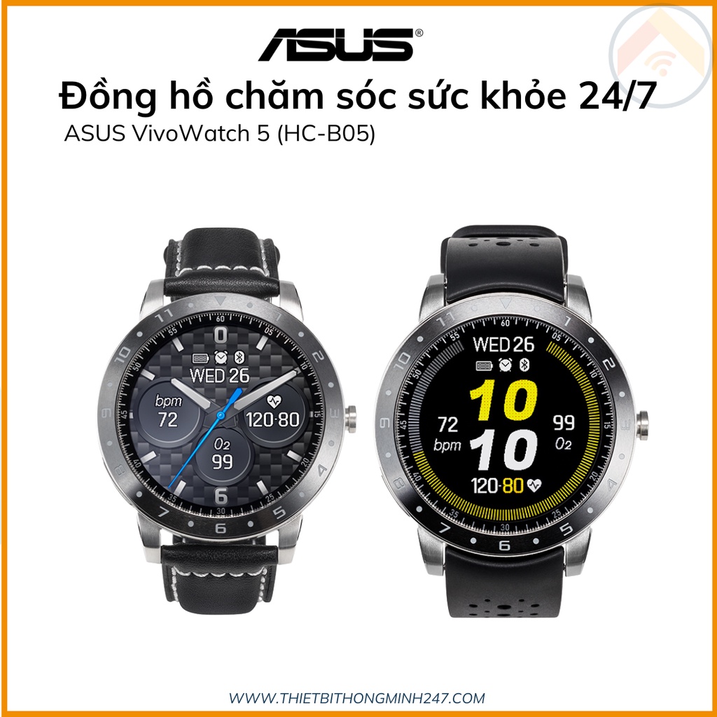 Đồng hồ chăm sóc sức khỏe  ASUS VivoWatch 5 HC-B05 Mặt kính 53.5mm  dây chỉ TRẮNG