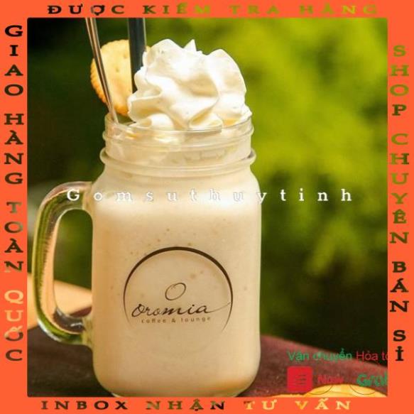 Ly thủy tinh có quai có nắp 450mL / Cốc có quai thủy tinh có nắp đậy bằng nhôm - hot tiktok