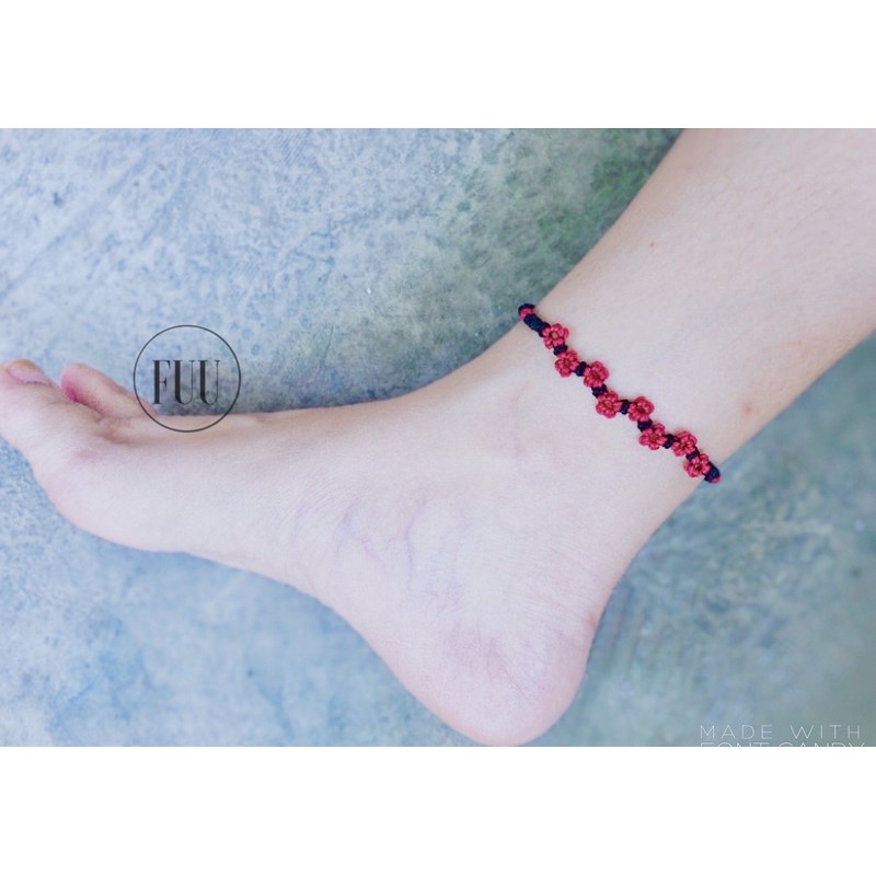 MẪU MỚI - HÌNH THẬT KÈM VIDEO - VÒNG CHÂN HOA ĐÀO ĐỎ ĐEN PHONG CÁCH COSPLAY PHONG CÁCH NHẬT BẢN | BigBuy360 - bigbuy360.vn