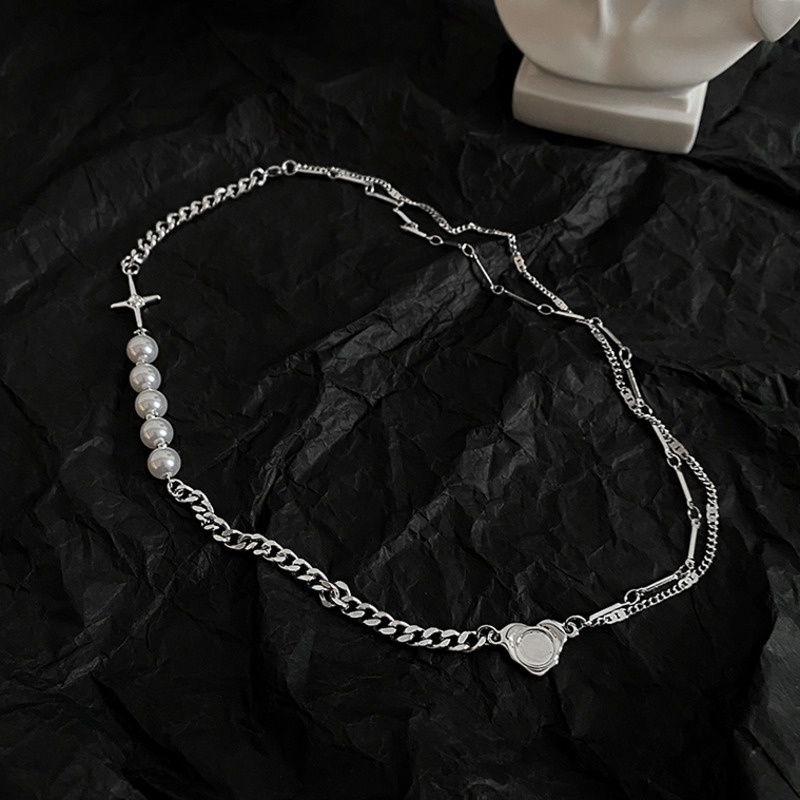 Vòng cổ Chuỗi Ngọc Trai Phong Cách hip hop Thời Trang Cho Nam Và Nữ