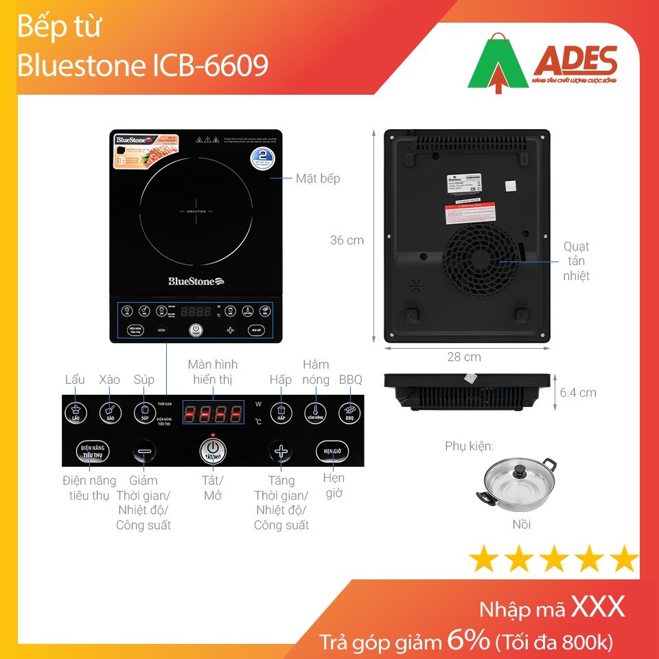 Bếp từ Bluestone ICB-6609 - Phân phối chính hãng