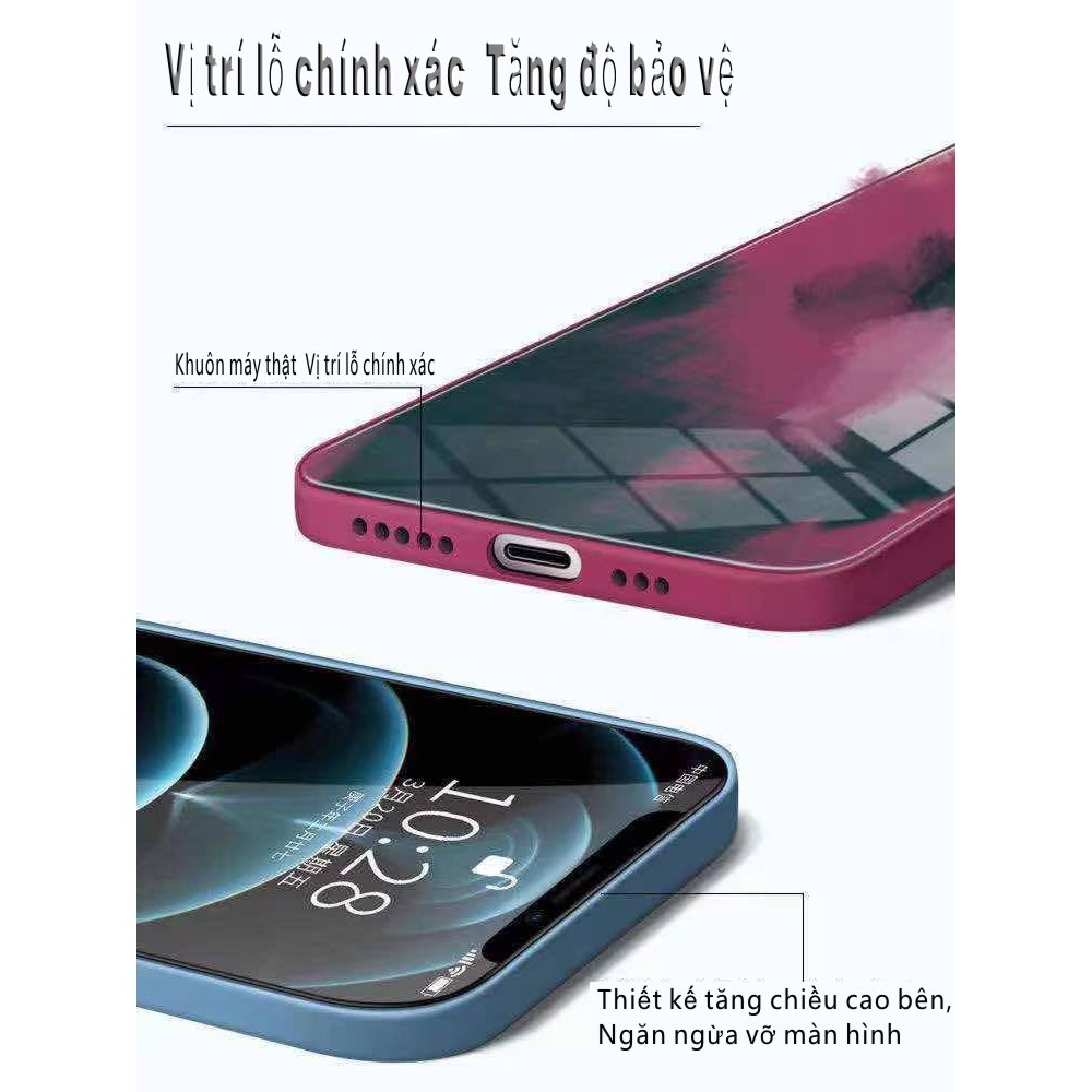 Ốp lưng iphone Vỏ thủy tinh lỏng cạnh thẳng Apple13 / 13pro / 13promax 7/7plus/8/8plus/x/xr/xs/11/12/pro/max - Tce acces