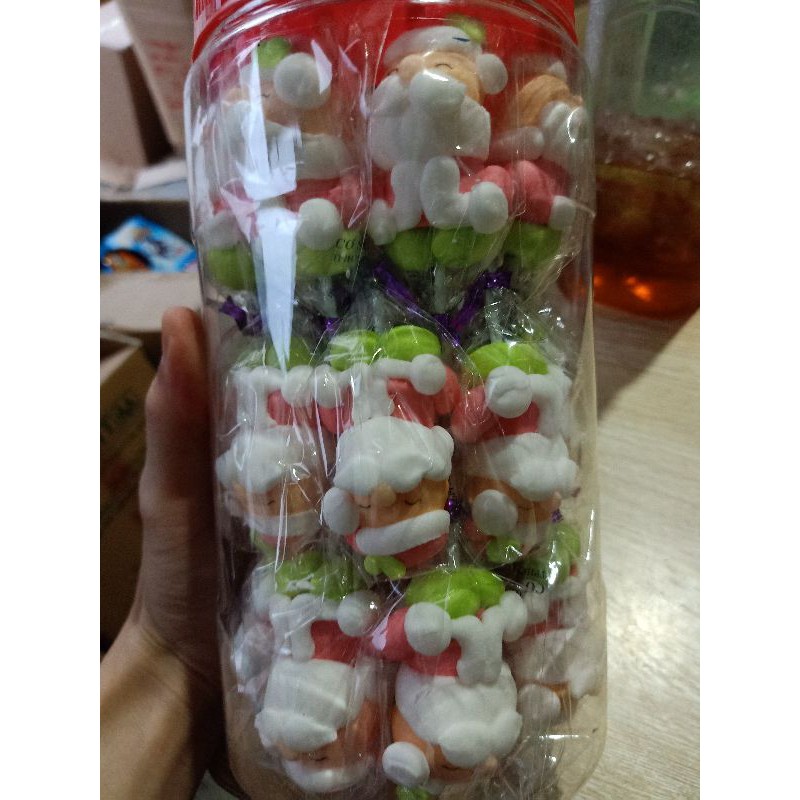 Kẹo bông đường pichio hình ông già noel 25 que 1 hũ