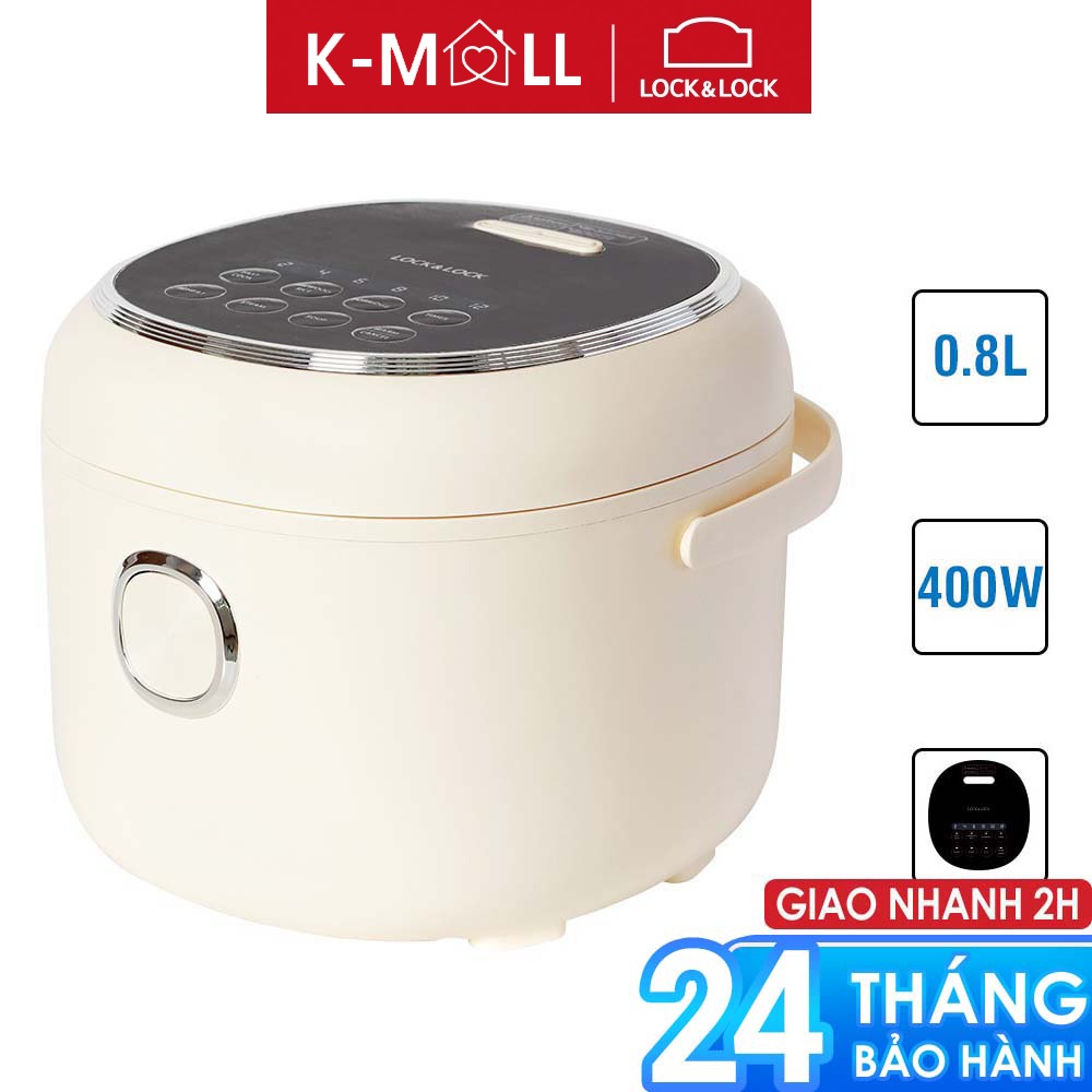 Nồi cơm điện Lock&Lock 0.8L 400W màu ngà, có 6 chương trình nấu cài đặt sẵn EJR716IVY - K-MALL