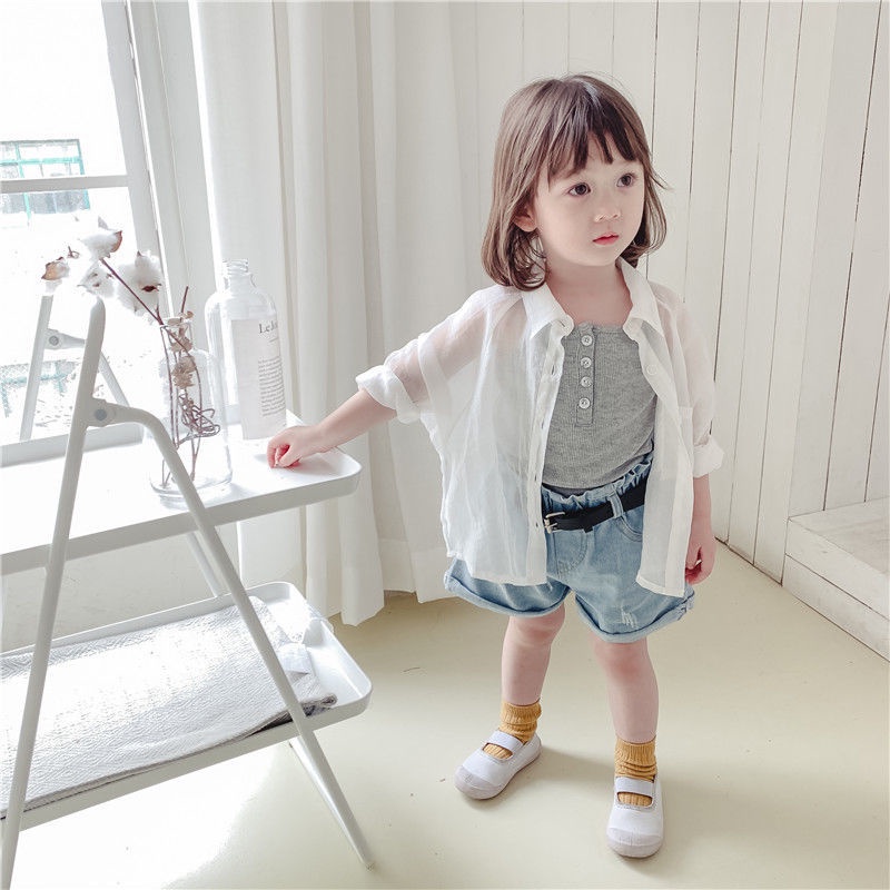 Áo Khoác Cardigan Chống Nắng Vải Cotton Thoáng Khí Thời Trang Mùa Hè Cho Bé Gái