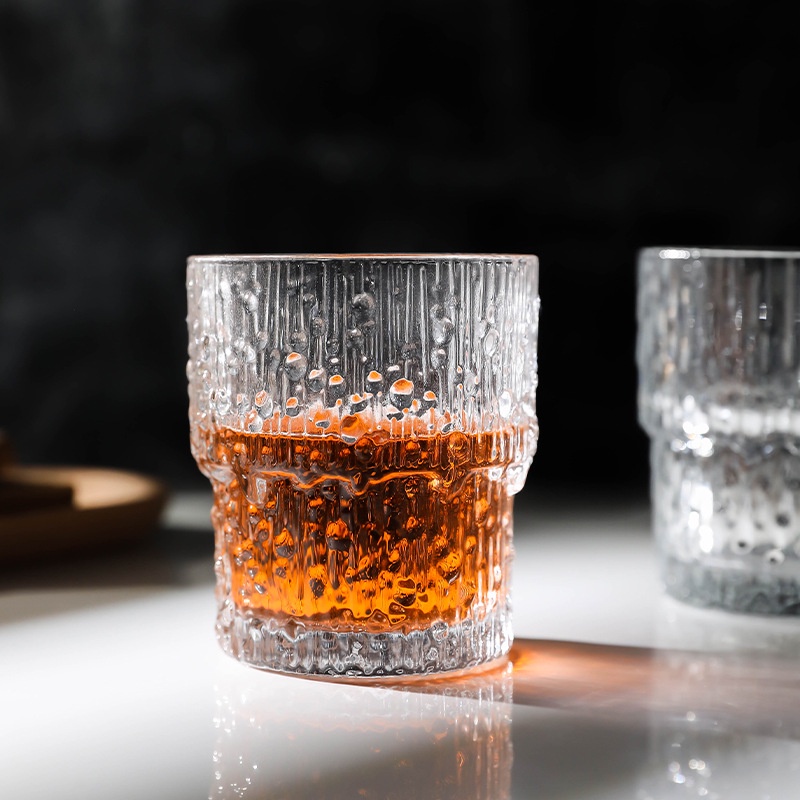(Có thể làm mờ và khắc Logo) Ly nước thủy tinh dập nổi 190ML, ly whisky quầy bar, ly trà, ly nước trái cây, ly nước giải khát, ly sữa gia dụng, ly tiệc