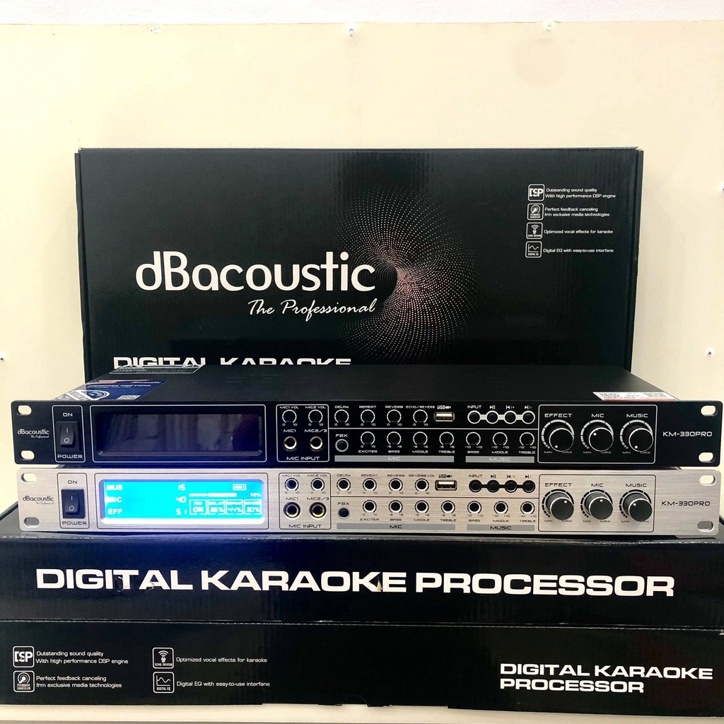 Vang cơ lai số Dbacoustic KM330 Pro, Echo và Reverb mượt mà, Chống hú tốt, Bluetooth 5.0 và Optical