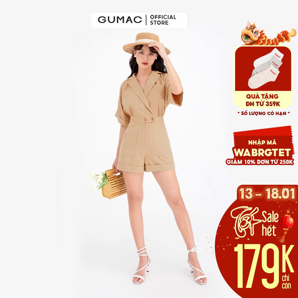 [Mã WABRGTET giảm 10% đơn 250k] Jumpsuit phối túi GUMAC màu nâu đủ size quyến rũ DB714