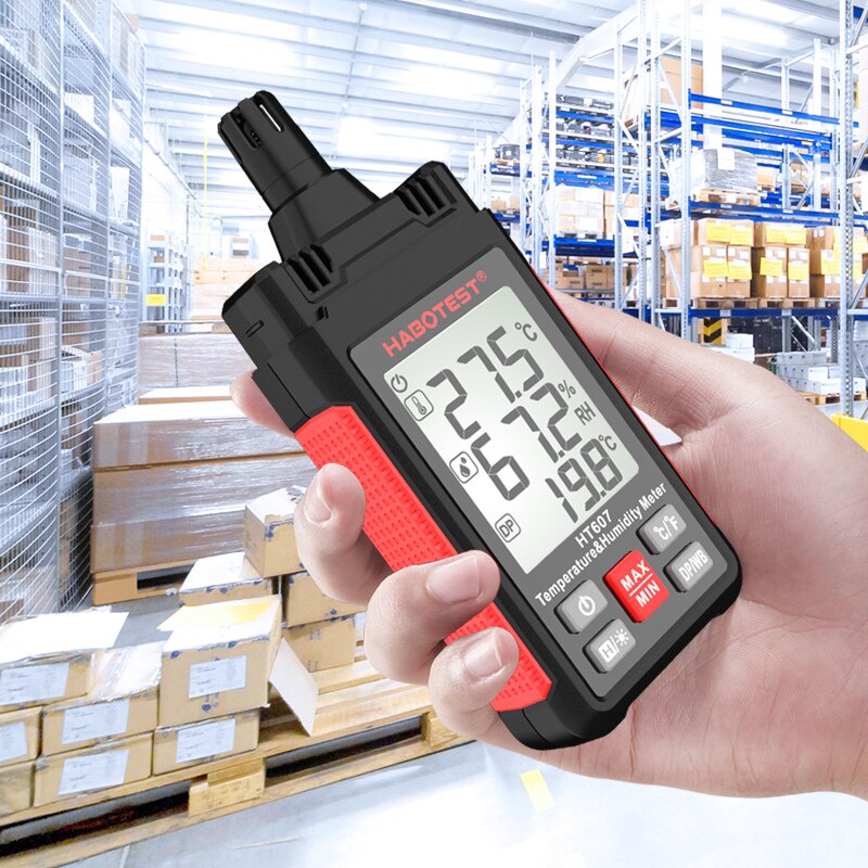 Nhiệt Kế Điện Tử Cầm Tay Màn Hình LCD Kèm Bóng Đèn Ướt