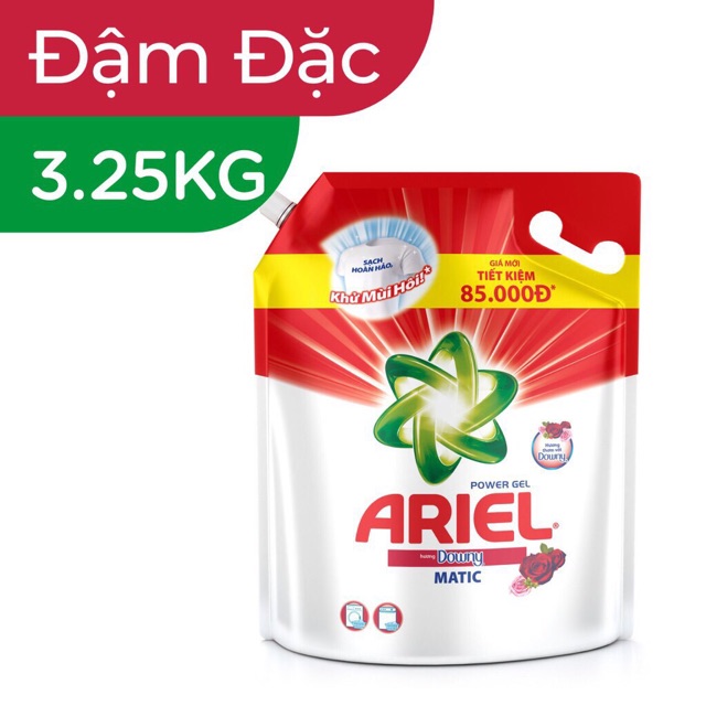 Nước giặt ariel 3,6/3,25/4,1kg giá bìa 225