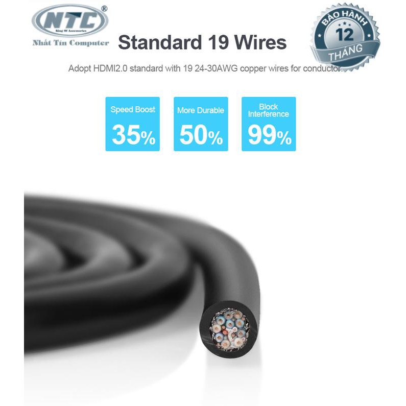 Cáp HDMI Unitek Y-C137M dài 1.5m hỗ trợ chất lượng 4K UltraHD/ 3D...