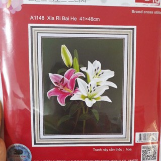 tranh chữ thập chưa thêu  Hoa Ly A1148 (41x48cm)