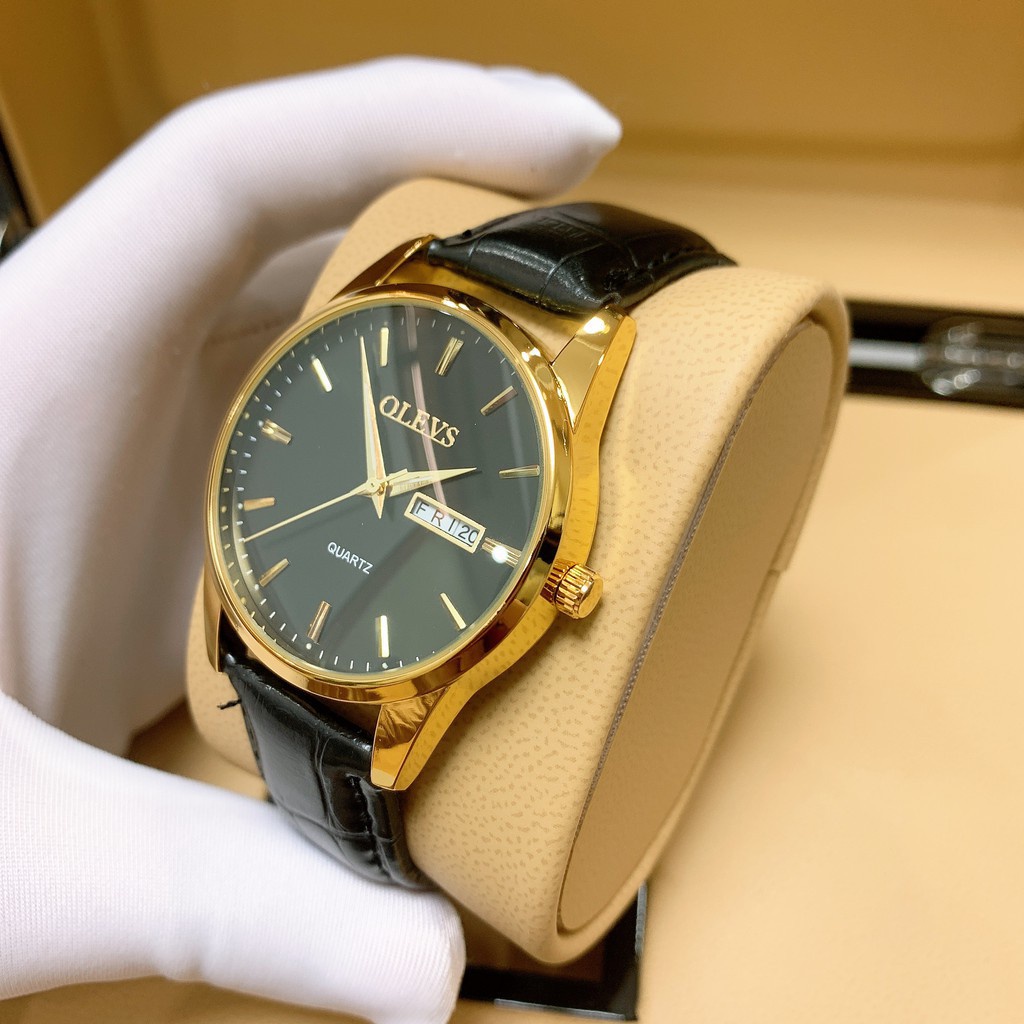 Đồng hồ nam dây da OLEVS Đồng hồ nam chính hãng chống nước  3ATM bảo hành 24 tháng
