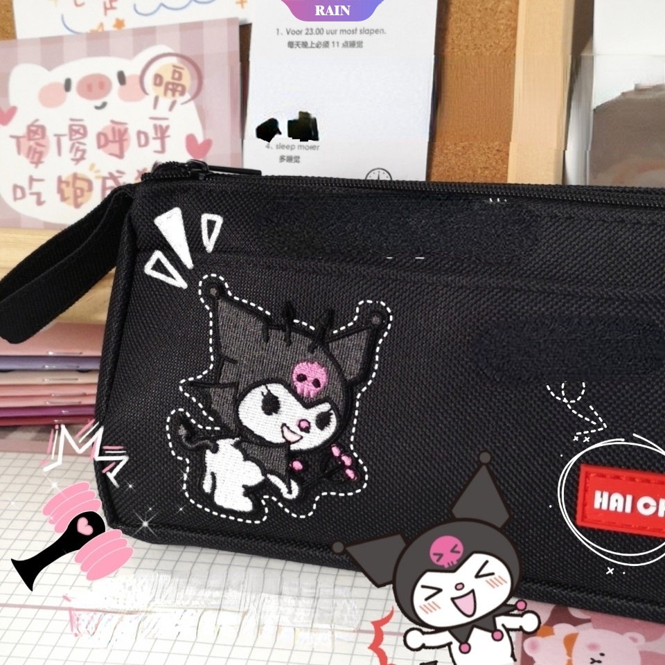 Túi Đựng Bút Hai Lớp Bằng Vải Oxford Họa Tiết Hoạt Hình Sanrio Dễ Thương