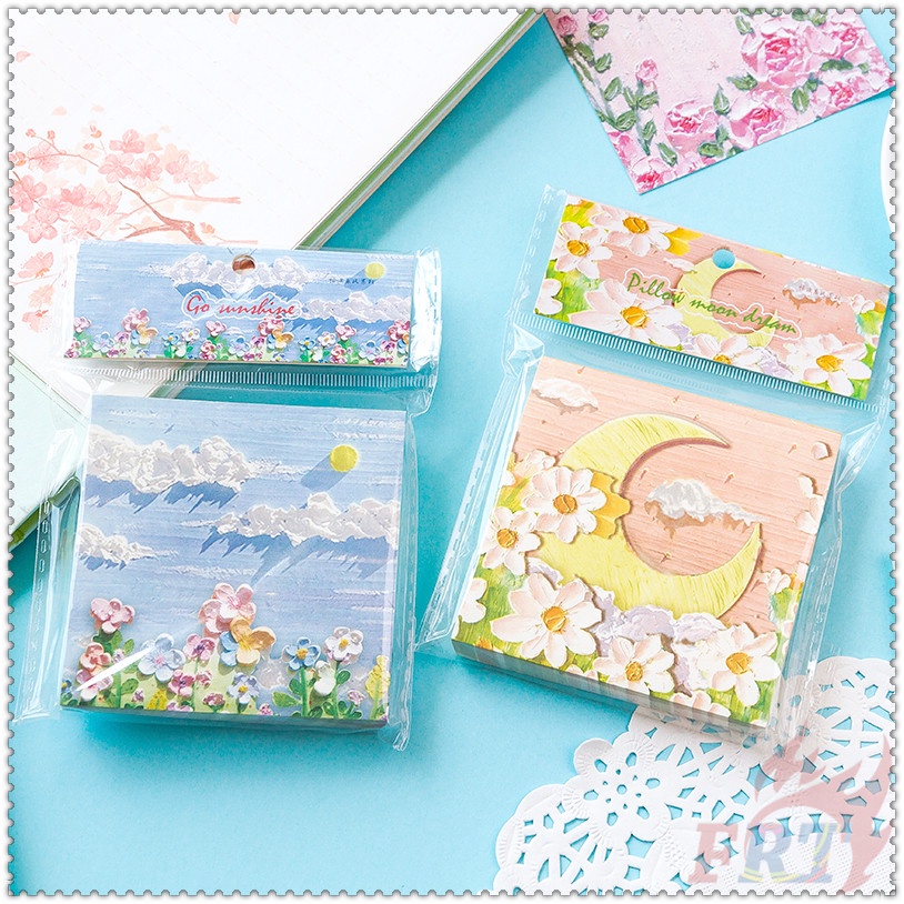 ❀ Giấy Ghi Chú Họa Tiết Tranh Sơn Dầu ❀ Set 100 Tờ Giấy Ghi Chú Nhiều Màu Sắc Dùng Để Ghi Chú / Lập Kế Hoạch