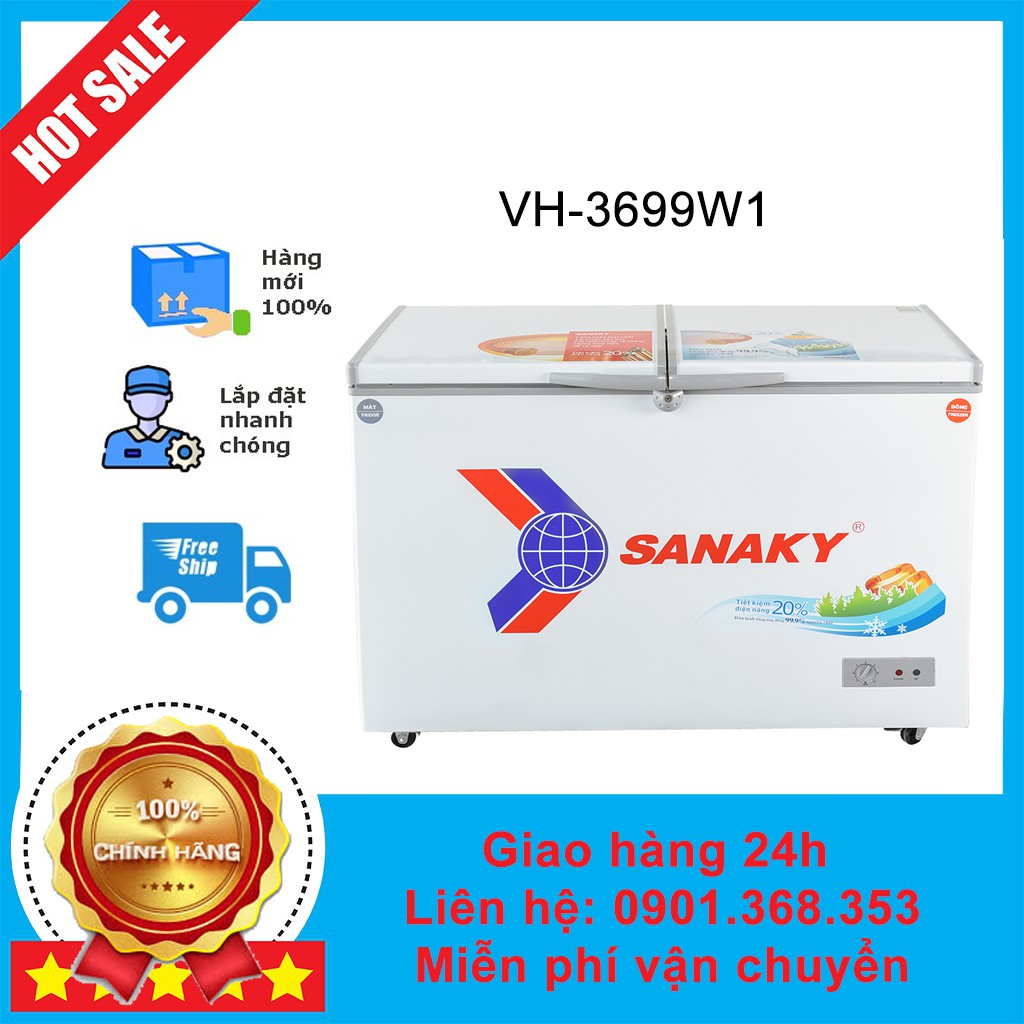 Tủ đông Sanaky 2 ngăn dàn đồng VH-3699w1