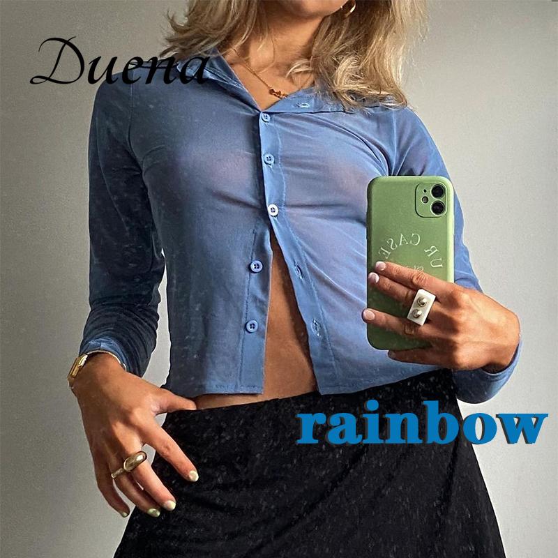 //Áo Sơ Mi Nữ Tay Dài Họa Tiết Sọc Cầu Vồng Cá Tính | BigBuy360 - bigbuy360.vn