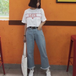 Quần culottes jean dài ( kèm video)
