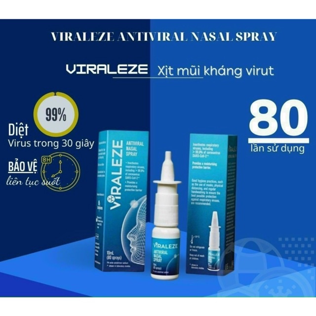 Hộp gồm 1 chai xịt mũi VIRALEZE Úc - Giúp bất hoạt sự lây lan và tấn công của biến chủng mới- ( Q.12 chuyên sỉ)