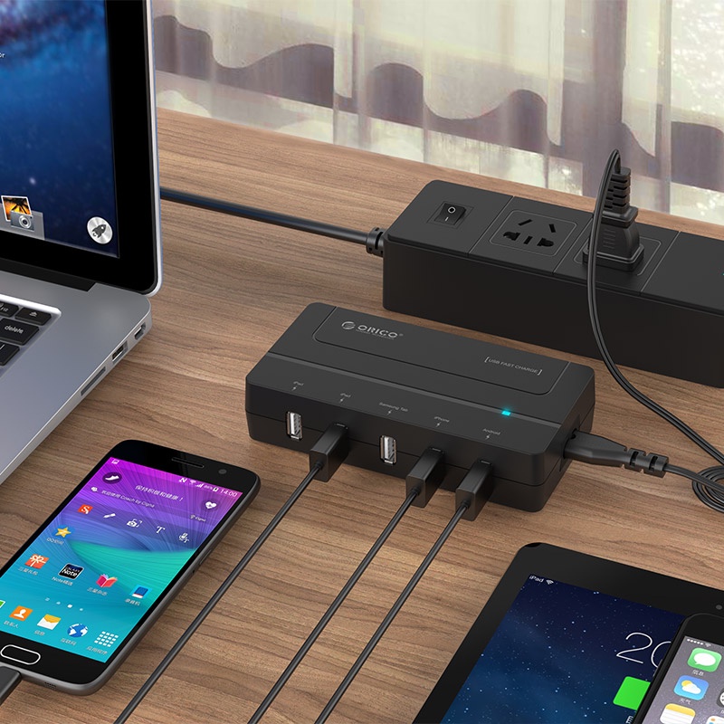 Bộ sạc để bàn ORICO DCH-5U 5 cổng nhanh USB 5V 6A Tối đa 30W màu đen - Hàng chính hãng