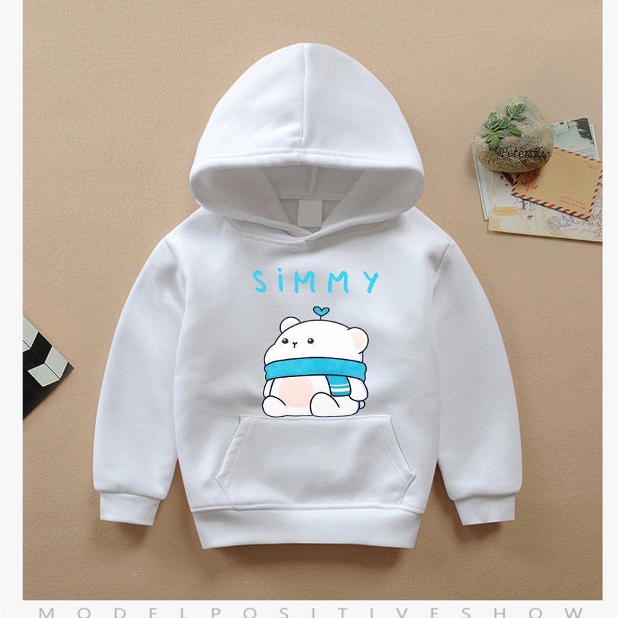 Áo khoác hoodie hero team cho bé màu trắng đủ size từ 10-85kg