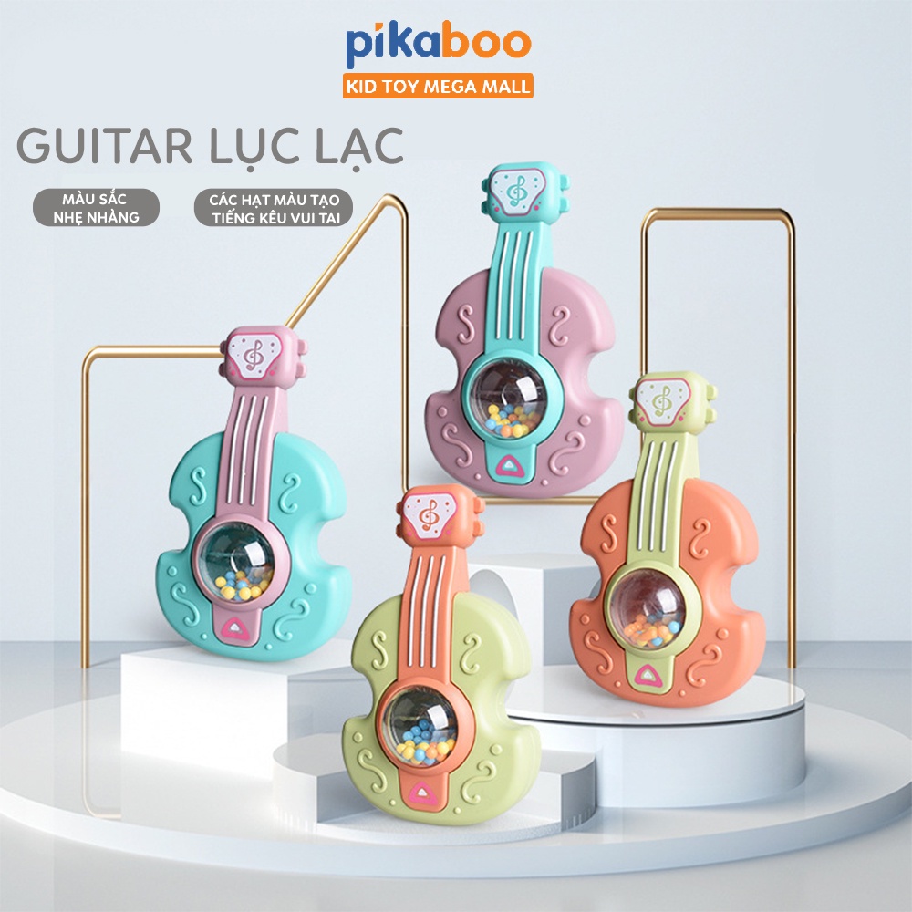 Đàn guitar lục lạc Pikaboo làm bằng chất liệu nhựa cao cấp an toàn với 4 màu hiện đại đồ chơi xúc xắc hạt màu sinh động