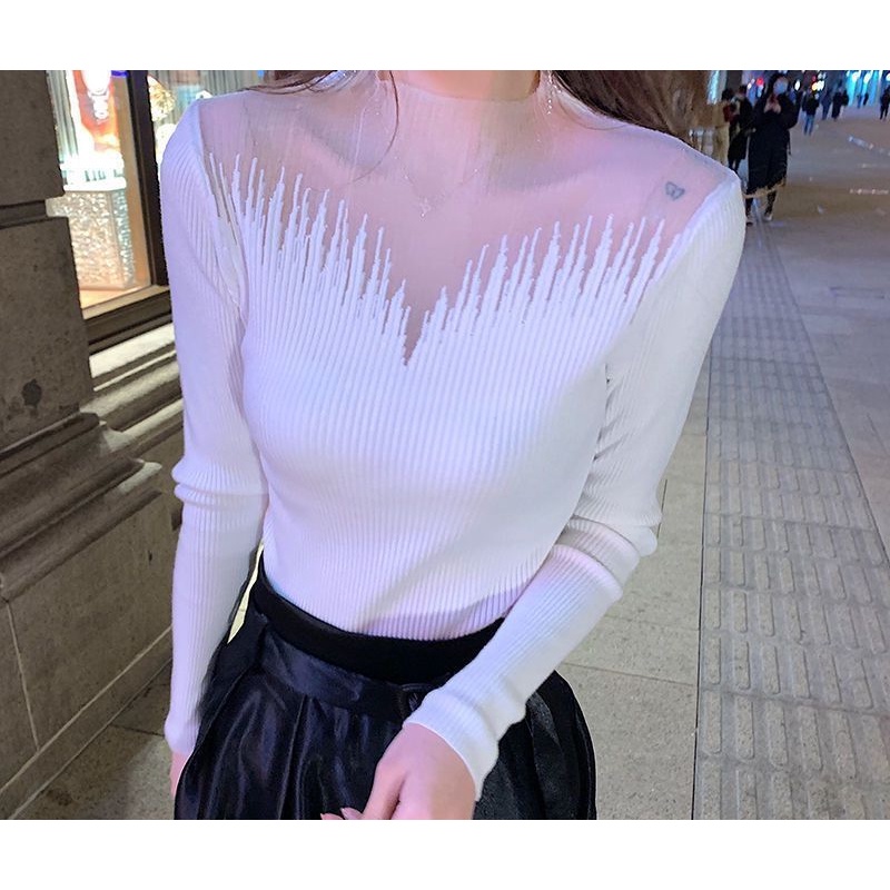 Áo Len Nữ Dài Tay Cổ Cao Thời Trang Hàn Quốc