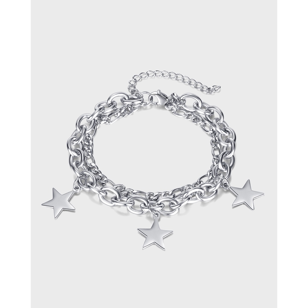 Vòng Tay Hai Lớp Bằng Thép Không Gỉ Thiết Kế Đơn Giản Thời Trang