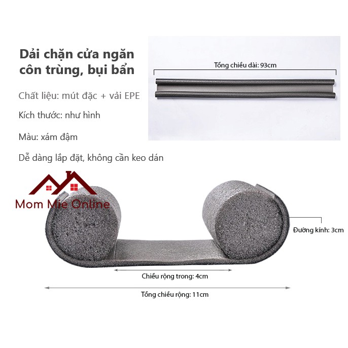 Miếng chặn khe cửa chống côn trùng, bụi bẩn, tránh kẹt chân bé dài 90cm - J175