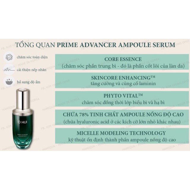[XẢ KHO] - COMBO 10 GÓI Serum Ohui xanh chống lão hóa giảm nếp nhăn Ohui Prime 1mlx10