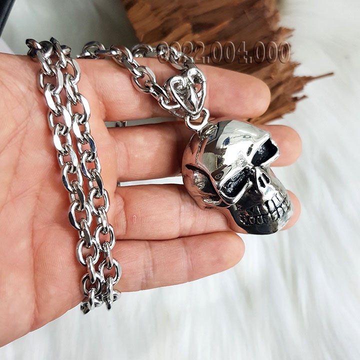 Dây chuyền skull, mặt dây dầu lâu cỡ lớn.