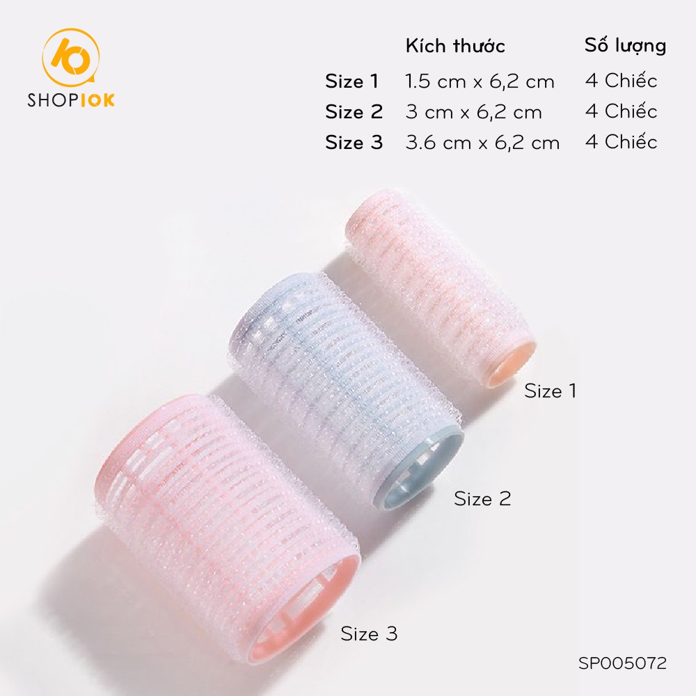 Lô uốn tóc tự dính SHOP10K set 12 lô cuộn tóc thời trang kích cỡ khác nhau - SP005072