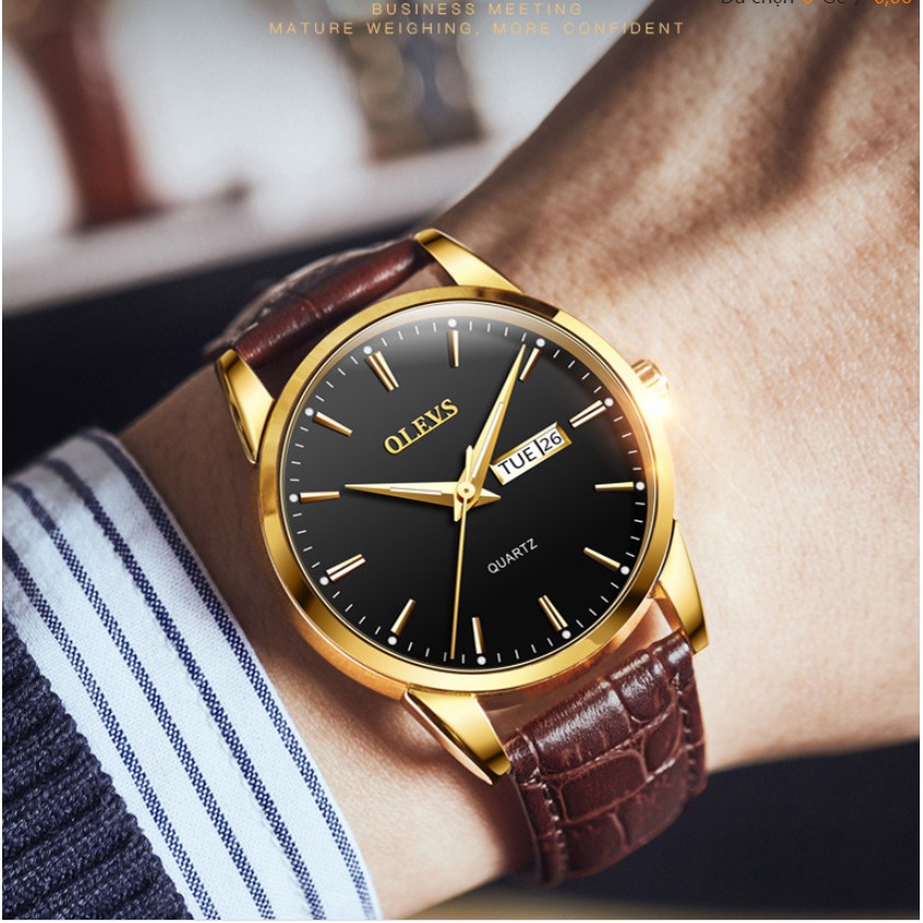 OLEVS 6898 Đồng Hồ Đôi Dây Da Chính Hãng Olevs, Kiểu Dáng Đẹp, Sang Trọng, Qùa Tặng Sang Trọng Cho Các Cặp Đôi | BigBuy360 - bigbuy360.vn