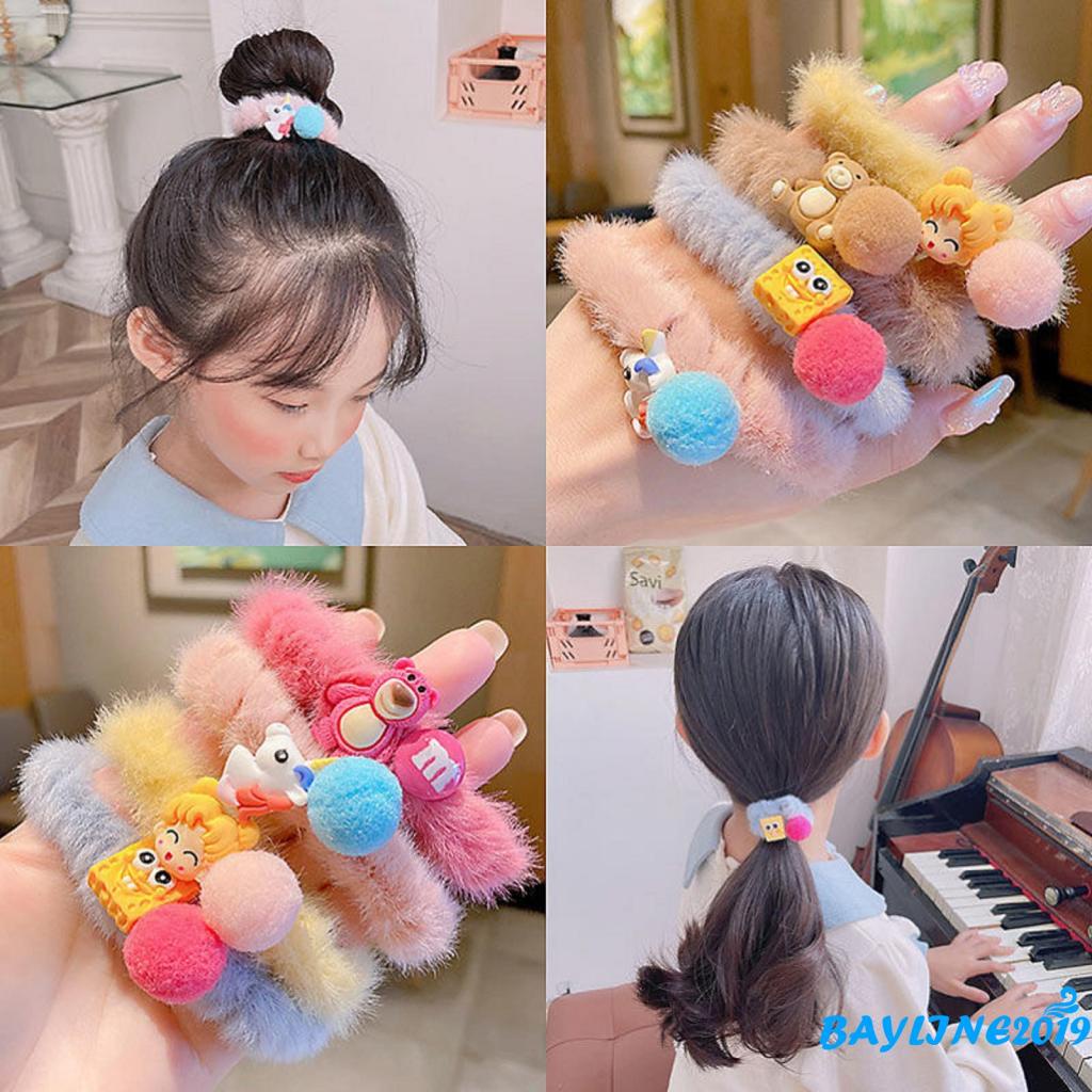 Dây buộc tóc co giãn họa tiết hoạt hình dễ thương cho bé gái