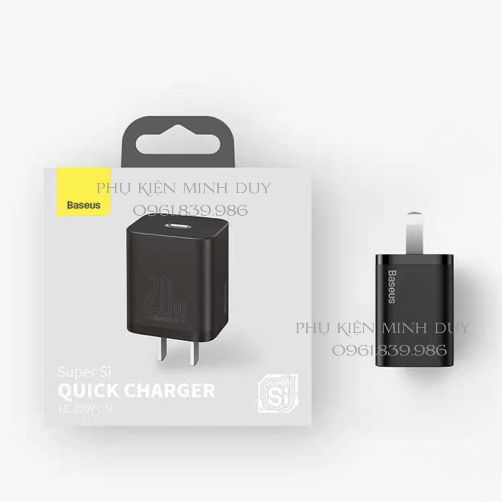 Củ sạc nhanh Iphone 12 20W siêu nhỏ gọn Baseus Super Si Quick Charger QC 3.0 PD cho Iphone 12 ☘️