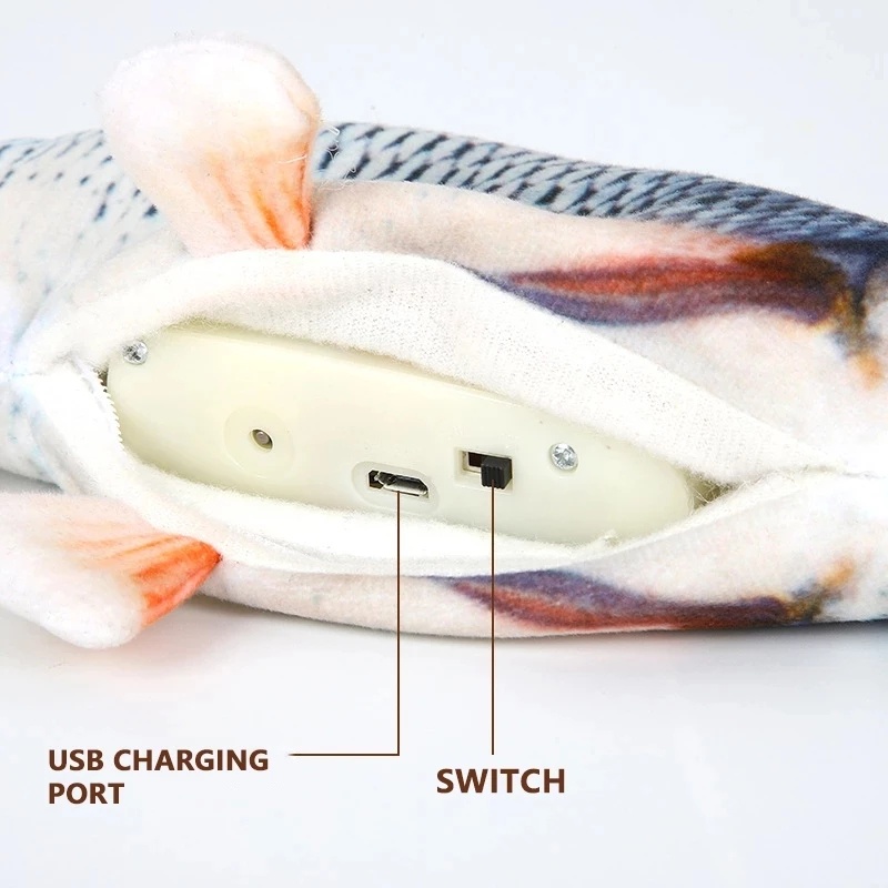Cá nhảy đồ chơi HDY có thể nhảy được sạc bằng điện đầu cắm USB vui đùa cho mèo quà si