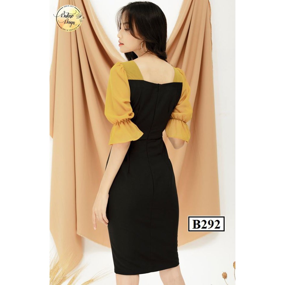 [FREESHIP] Váy đầm body B292 đen vàng BUTINO SHOP thời trang nữ hàng thiết kế Cao Cấp | BigBuy360 - bigbuy360.vn
