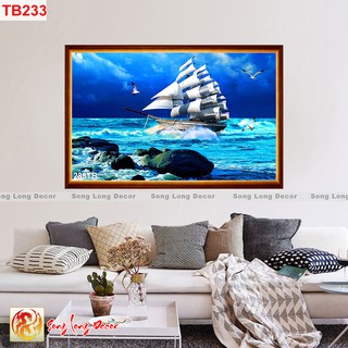 Tranh thuận buồm xuôi gió dán tường - tranh dán tường 3d thuyền buồm