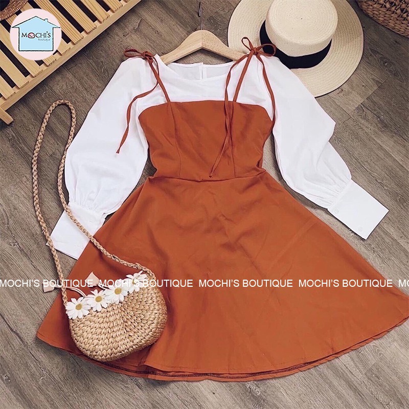 Váy đầm bánh bèo nữ đầm xòe tiểu thư, tay bồng váy hai dây mẫu  đẹp mặc kết hợp hoặc mặc rời đều được -M013 | BigBuy360 - bigbuy360.vn