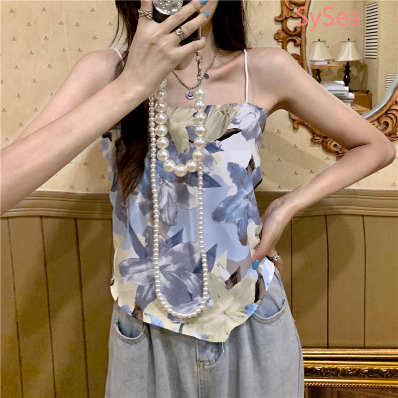 Áo Hai Dây In Họa Tiết 2 Dây Thời Trang Mùa Hè Gợi Cảm Cho Nữ