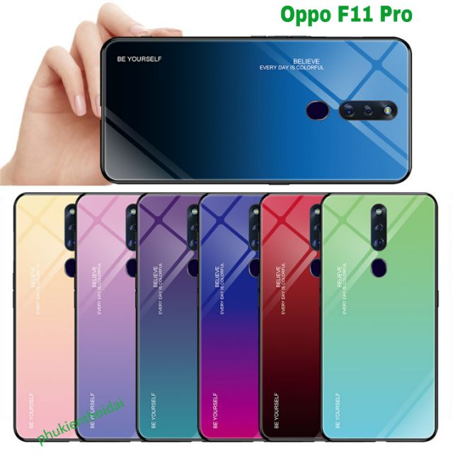 Ốp lưng Oppo F11 Pro FREESHIP Từ 50k mặt lưng kính đa sắc thời trang cao cấpb