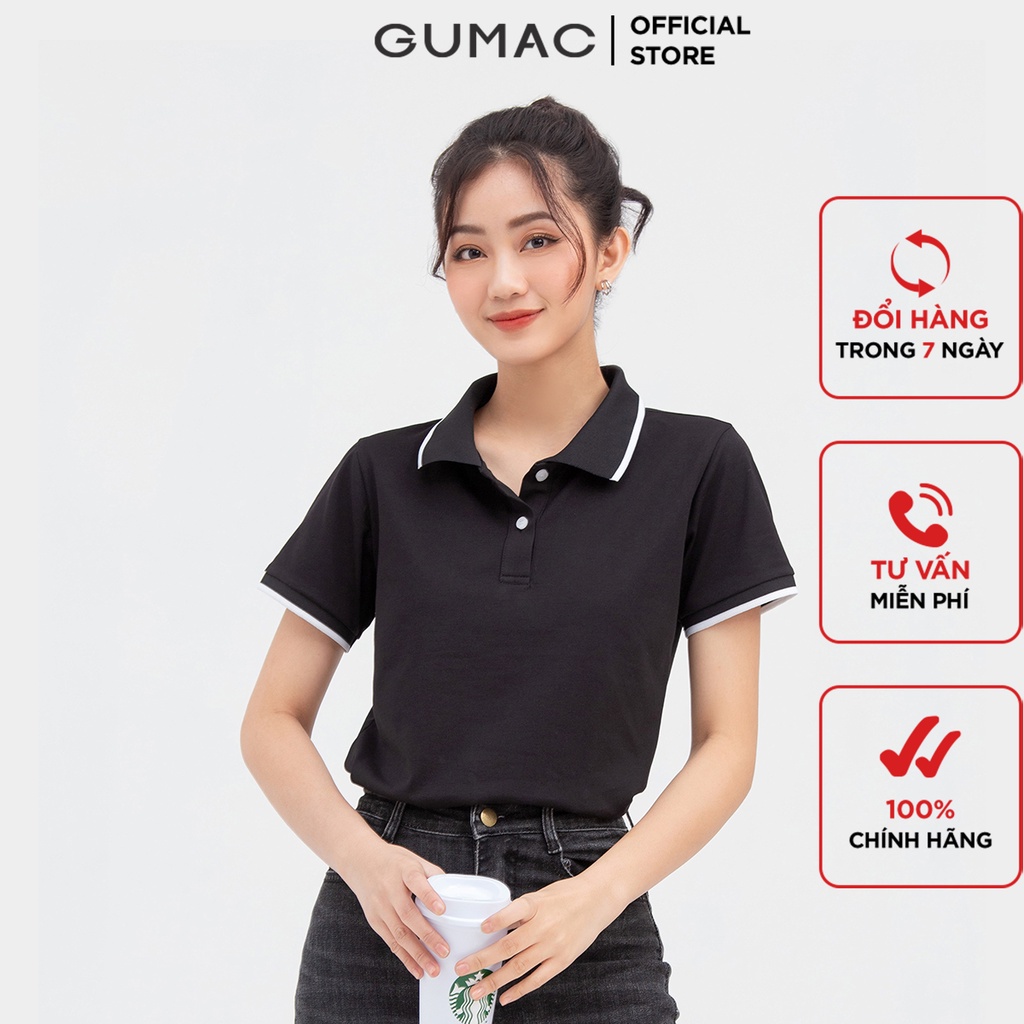 [Mã WABRGM11 giảm 10% đơn 250K] Áo polo nữ phối cổ sọc viền GUMAC nhiều màu, thanh lịch ATB812 | BigBuy360 - bigbuy360.vn