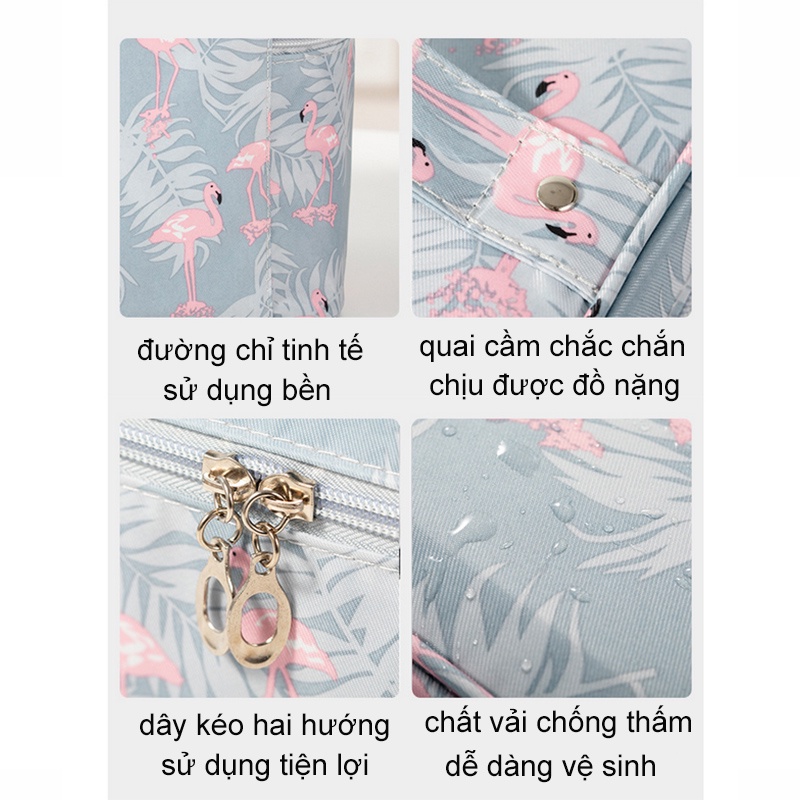 Túi Đựng Mỹ Phẩm Di Động Đa Năng Có Khóa Kéo, Vải Chống Thấm Nước, Dung Tích Lớn Túi Đựng Đồ Cá Nhân Gấp Gọn Tiện Lợi